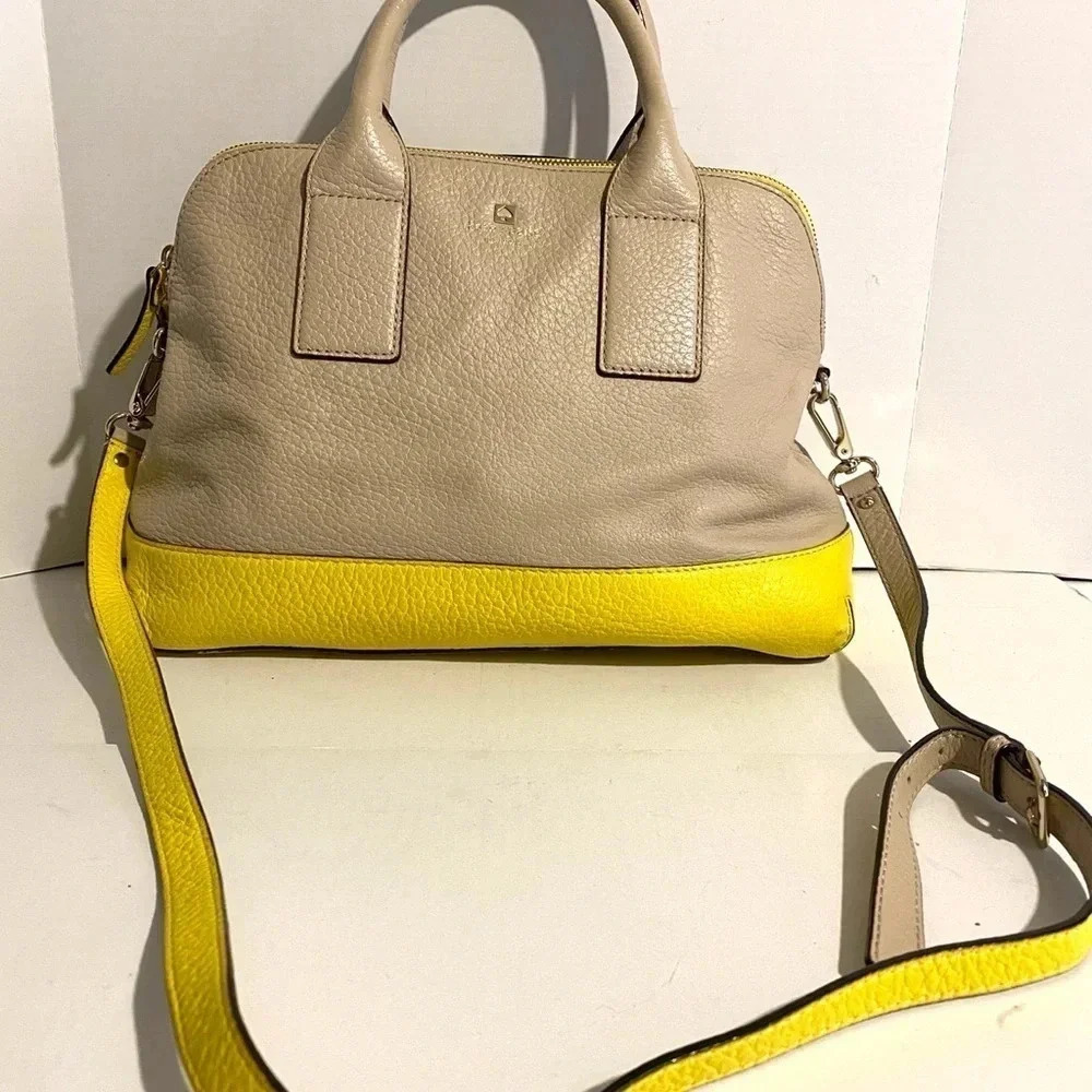 Kate spade beige/ yellow leather satchel bag - Picture 6 of 11